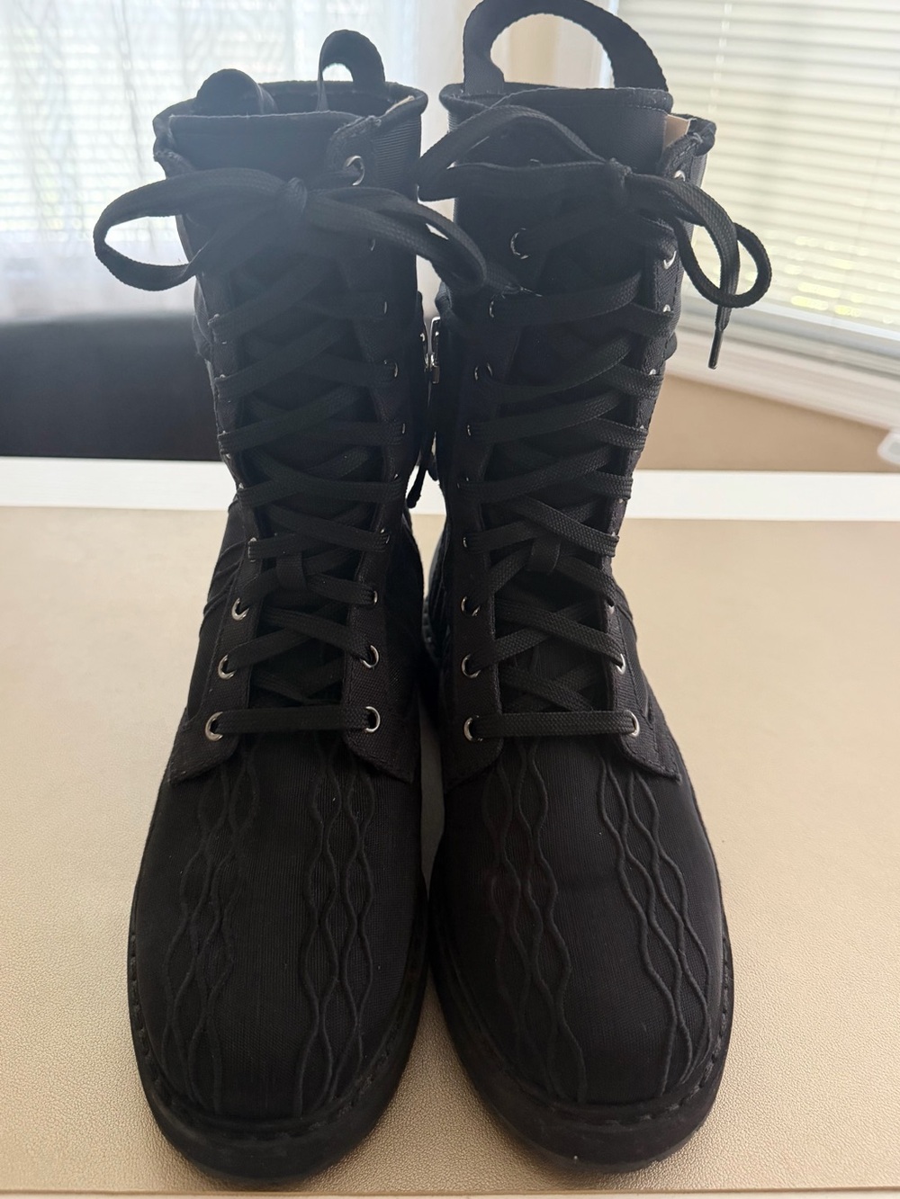 Fendi Black Lace-Up Combat Boots